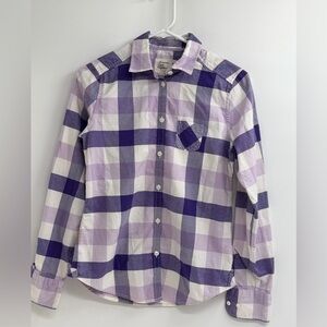 American Eagle Outfitters Women’s Size 4 Purple White Gingham Button Down Shirt